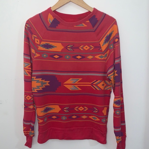 Mustachd 3R Gade Red Ombré Aztec Sweatshirt - Picture 1 of 2